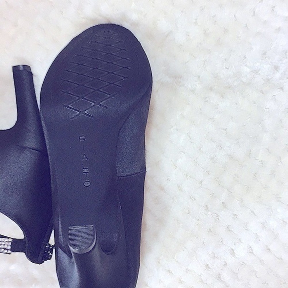 New in Box Rialto Rhodo Black/Satin Crystal‎ Accent Evening Heels Women Size 8.5 - Picture 6 of 8
